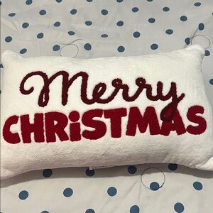 Merry Christmas Decorative Pillow - Red and White